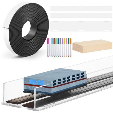 Hands On Magnetic Levitation Train Kit For STEM Learning With Monopolar Magnetic Tape, Acrylic Track Plates, Wood Block, Pens
