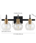 21.5 Inch Black And Brass Gold Vintage Wall Sconce With Clear Glass Globe Shade Sleek Industrial Arched LED Vanity Light