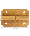 Brass Hinges For Wooden Boxes And Furniture Self Closing Cabinet Hardware Kit With Retro Style, 1.57 in size, gold ornate design