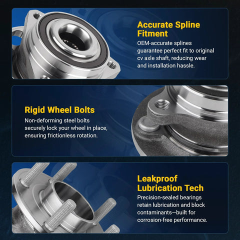 Close-up of Front Wheel Bearing Hub Assembly For Dodge Charger Challenger Magnum AWD Replacement showcasing components and features.