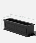 Brixton Window Box Plastic Planter For Outdoors, Large Rectangular Planter For Balcony And Windowsill, Crack Resistant, black,