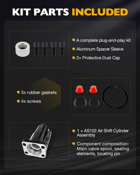 Kit parts for Air Shift Cylinder For C Series Dump Pumps Direct Replacement For Hydraulic PTO Air Control, Heavy Duty Aluminum