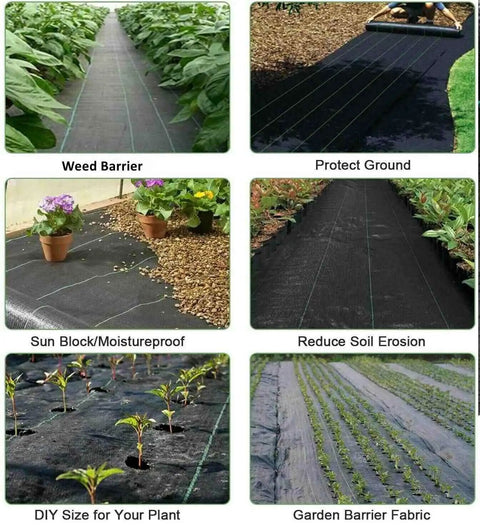Heavy Duty Weed Barrier Landscape Fabric 6Ft Wide By 50Ft Long, 3.2oz Polypropylene Woven Geotextile Ground Cover installation