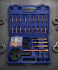 Heavy Duty Bearing Puller Kit With Blue Storage Case For Home Mechanics And Farm Machinery Service High Hardness Steel Removal Set Versatile Precision Tools For All Purpose Garage Work And Weekend Warrior Grind Workshop Essentials, open case with parts