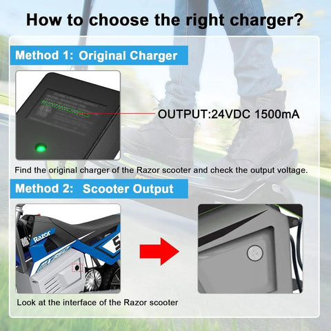 24V Electric Battery Charger For Popular E Series Dirt Bikes And Scooters Including E100 E125 E150 E200 E300 E325 E500 MX350 MX400 Pocket Mod Dirt Quad Go Kart Moped And More Ideal For Home Charging And Backyard Rides