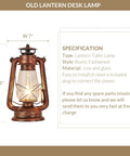 Industrial Rustic Lantern Table Lamp With Old Fashioned Oil Lamp Vibe For Farmhouse Bedroom Nightstand Hallway Study Room Vintage Night Light With Warm Glow And Cozy Desk Accent, height 15 in, width 7 in, iron and glass.