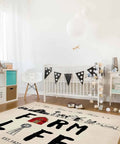Farmhouse Living Room Rug 2.7 x 5 Feet Non Slip Machine Washable Floor Mat For Indoor Bedroom Nursery Kids Room Doormat Decor Cozy Vibe