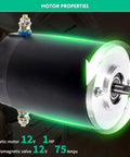 Close-up of RV Hydraulic Pump Motor For Lippert Leveling System 12V with specifications highlighted
