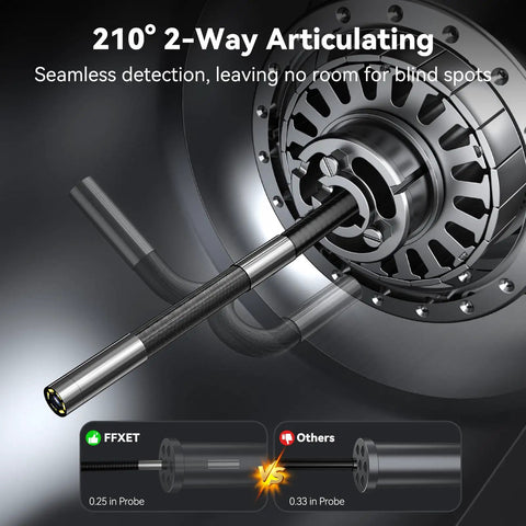 Two-Way 210° Articulating Borescope With 4.3 Inch 1080P Endoscope Camera And LED Light, flexible 0.25 in probe