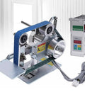 Pro Level Desktop Belt Sander 1X30 Inch Benchtop Grinder With A Badass 550 Watt Brushless Motor showcasing metal frame and blue sanding belt.