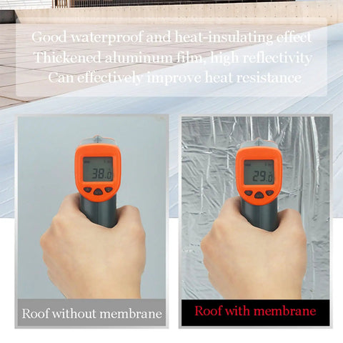 Heating comparison on roof with and without Heavy Duty Self Adhesive Flashing Tape Waterproof Roof Patch With Aluminum Foil Backing.