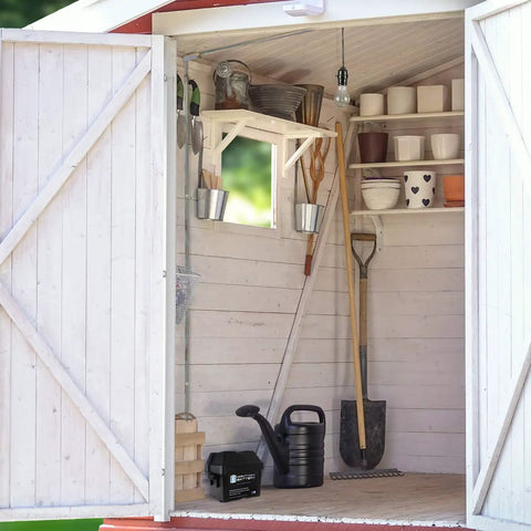 Built Like A Tank Group U1 Battery Box With High Flow Vents And Beefed Up Carry Bars For Lockdown Storage On John Deere Utility Xuv MGator Daily Drivers Lawn Tractors in garden shed.