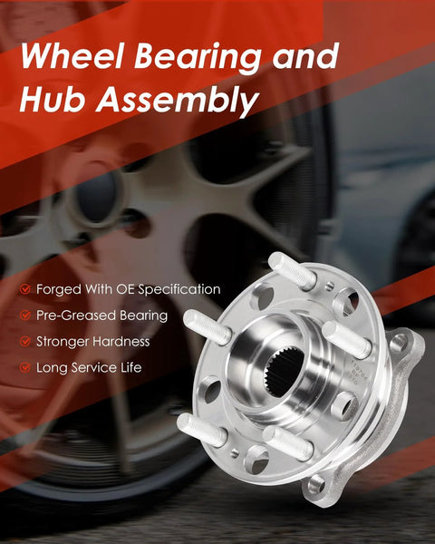 Beefed Up Wheel Hub Bearing Assembly Front Left And Right 5 Lug Non ABS 513409 BR930946 in close-up view with specifications