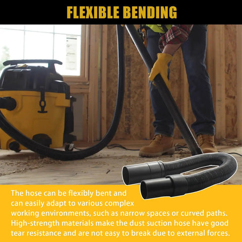 Rugged 1 7 8 Inch Shop Vacuum Hose For Wet Dry Vacuums attached to vacuum in workshop, flexible and durable design
