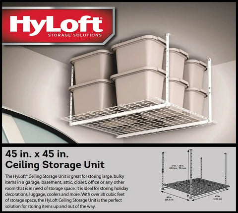 Keep That Garage Floor Clear Heavy Duty Overhead Storage Rack Adjustable Ceiling Mount 45 By 45 Inch Steel Hanging Shelf Stack Your Gear Top Tier Space Saving Organizer Built To Handle Two Hundred Fifty Pounds