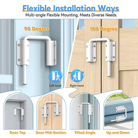 Patio Sliding Door Loop Lock Two And Three Eighths Inch U Shaped Loop Latch 90 And 180 Degree Kid Proof Home Security Lock installation