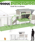78 Inch Mobile Chicken Coop With Wheels For Easy Backyard Flock, large outdoor hen house dimensions, fits 2-4 chickens, grey white