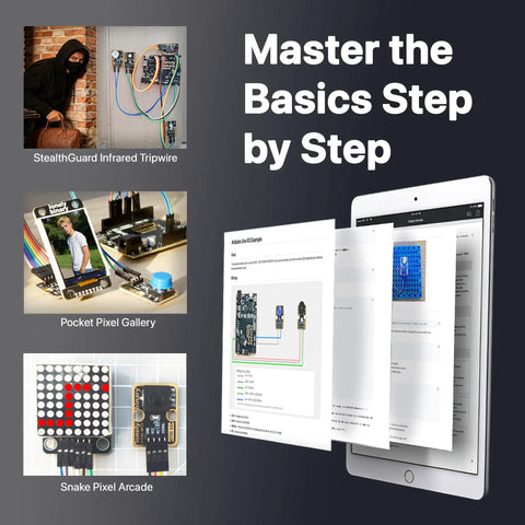 Master the Basics guide with Gold Edition 46 Piece Sensor Module Kit Lead Free With Tutorial Sensor Kit Compatible With Arduino IDE ESP32 S3 Raspberry Pi Pico