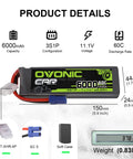 3S 6000mAh 11.1V LiPo Battery With EC5 Connector For RC Helicopter Plane Quad Copter Boat Car Truck 60C Discharge