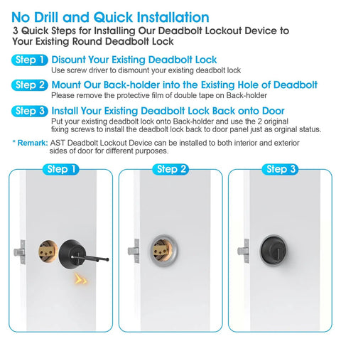 Round Deadbolt Lockout Device No Drill Install Protect Keyhole Toddler Proof Deadbolt Cover installation steps
