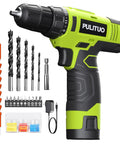 12V Cordless Drill Set with Battery and Charger, Lightweight and Compact, Three Eighth Inch Keyless Chuck, Built In LED
