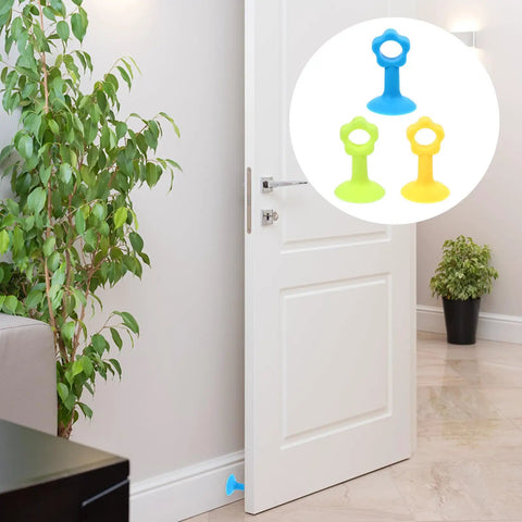 Sixteen Pack Silicone Door Stopper With Suction Cup Silent Door Stop Easy To Install For Kitchen And Office Use Assorted Colors