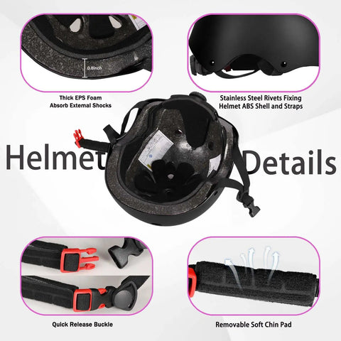 Adjustable Kids Helmet Set For Ages 3 To 15 Perfect For Biking Skating Rollerblading Scooters And More Dial Fit Protection details