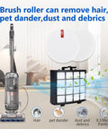 Soft Brush Roll Replacement And Filter Kit For Vertex DuoClean PowerFin Upright Vacuum AZ2002 AZ2000 AZ2000W Includes Part 1483FC2000 XHFA2000 And XFFKAZ2000 Easy Fit Durable Hair Pickup For Cleaner Floors And Pets displayed with vacuum and filter set
