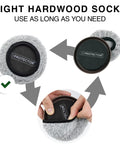 Tight hardwood socks for furniture sliders, featuring removable gray protective cap for easy movement.