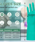 Glove size chart for Heavy Duty Nitrile Chemical Resistant Work Gloves 10 Pairs Long Cuff Industrial Grade.