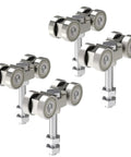 Four Wheel Heavy Duty Trolley Assembly with Silent Wheels for Standard One and Five Eighth Inch or Taller Strut Channel M10 Bolt Hidden