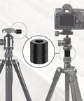 Built Tough Aluminum 4 Pack 1/4 To 1/4 Inch Threaded Tripod Screw Adapters With Double Male Female Ends on tripod with camera.