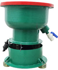 No Sweat Heavy Duty 40L Vibration Polishing Machine For Metal Hardware Parts Quick Deburring And Chamfering Tool Smooth As Butter 1440Rpm Electric Motor Setup side view showing green drum and top red lid