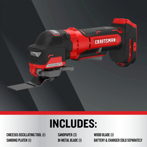 V20 Cordless Oscillating Multi Tool With Beast Mode Power Up To 19000 OPM variable speed and LED, angled view