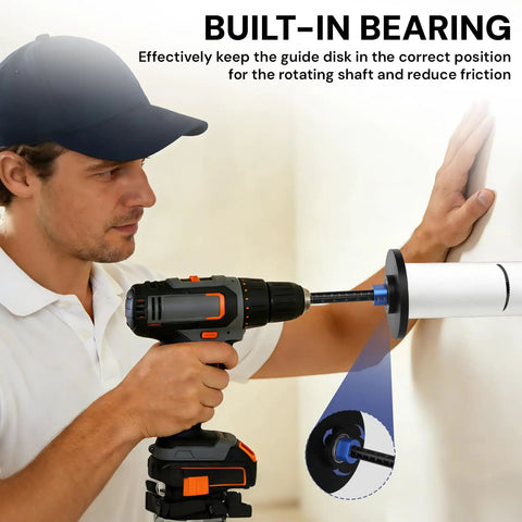 Man using PVC Pipe Internal Cutter Set With 360 Degree Rotating Cutting Tool on white pipe for precise inside cuts