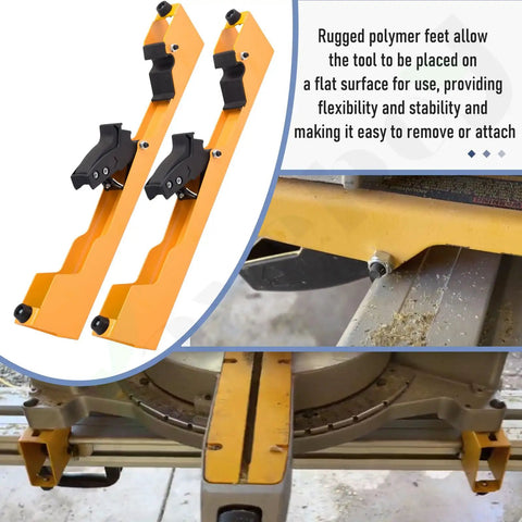 Two Pack Miter Saw Mounting Brackets For Stand Yellow With Easy Attach Clamps And Non Slip Feet Fits DWX723 DWX724