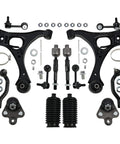 Beefed Up 14 Piece Front Lower Control Arm Suspension Kit With Ball Joint For Honda Civic 2006 2011 Bolt On Direct Fit Replacement Includes Interchange Part Numbers K620382 K620383 K80769 K80768, showing full kit components