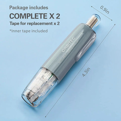 Refillable Retractable Quick Dry White Correction Tape With Cute Kawaii Pen Shaped Applicator, dimensions and packaging details.