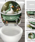 Toilet Seat Resin for Bathroom with a decorative duck design, adjustable fitting, and stainless steel hinges, suitable for various toilets.