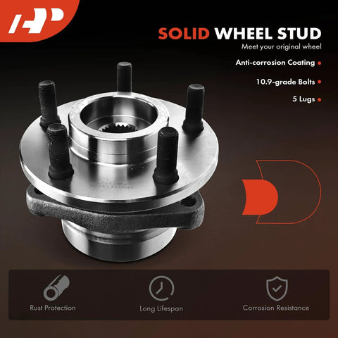 Front Wheel Bearing And Hub Assembly For 5 Lug Jeeps Wrangler Cherokee Comanche Wagoneer 1984 To 1989 4WD Models High Load