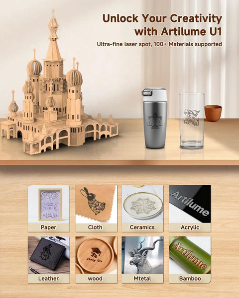 U1 Laser Engraver And Cutter With 200x150mm Work Area 7W Power 0.01mm Precision LightBurn Compatible WiFi App Control Preassembled