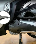 Direct Replacement Transmission Case Cover For Honda PCX160 2021 2025 shown mounted, showcasing carbon ABS material and fit.
