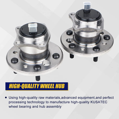 Rear Wheel Bearing And Hub Assembly Replacement For 512206 512207 Compatible With Lexus ES300 ES330 ES350 Avalon Camry Highlander Solara With 5 Lug And ABS Fits 2001 Through 2012 Models, front view of dual hub units