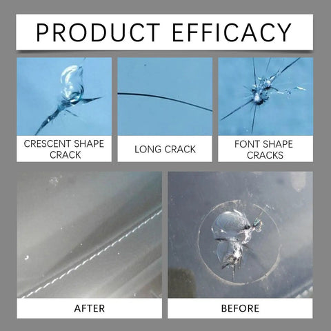 2026 Upgrade Windshield Crack Repair Kit For Chips And Other Cracks Universal Glass Repair Tool Set for before and after crack repair on glass surfaces.
