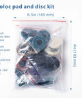 44 Piece 2 Inch Sanding Discs Set in clear plastic bag with quick change holder for die grinder, various discs visible