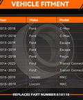 Vehicle fitment chart for Front Wheel Bearing Front Left Or Right Replacement For Ford C Max 2013 2018 Escape 2013 2019 Focus 2012 2018 Transit Connect 2014 2023 And Lincoln MKC 2015 2019 510110 Compatible Easy Fit.