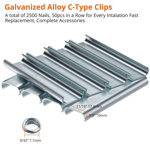 Galvanized alloy C-type clips for Manual Hog Ring Plier Kit 2500 Galvanized Steel Hog Rings, Auto Feed Hog Ring Gun.