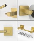Gold Toilet Paper Holder Wall Mount With Double Post Pivoting Design brushed gold square tissue holder and installation hardware