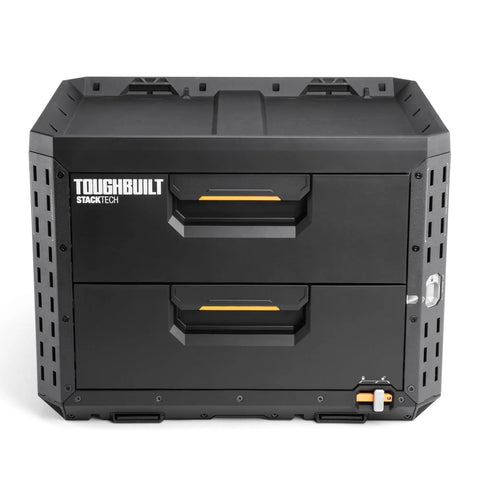 Hella Sturdy Two Drawer Locking Toolbox With Stackable Frame And Secure Padlock Slide Lock For Heavy Duty 240 Pound Workshop Ready Job Site Gear Storage Organizer