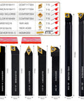 Heavy Duty 21 Piece Indexable Lathe Tool Set With Five Eighth Inch Shank Including Seven Metal Lathe Tool Holders And Fourteen Carbide Inserts For Turning Boring Grooving Threading And Cutting A Durable Precision Machining Kit arranged in a set display